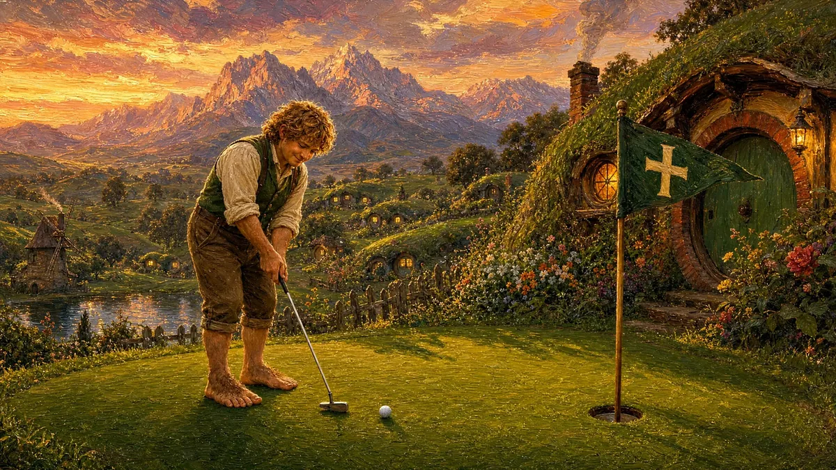 Lights On, Lag It Close framed on a wall, printable golf wall art