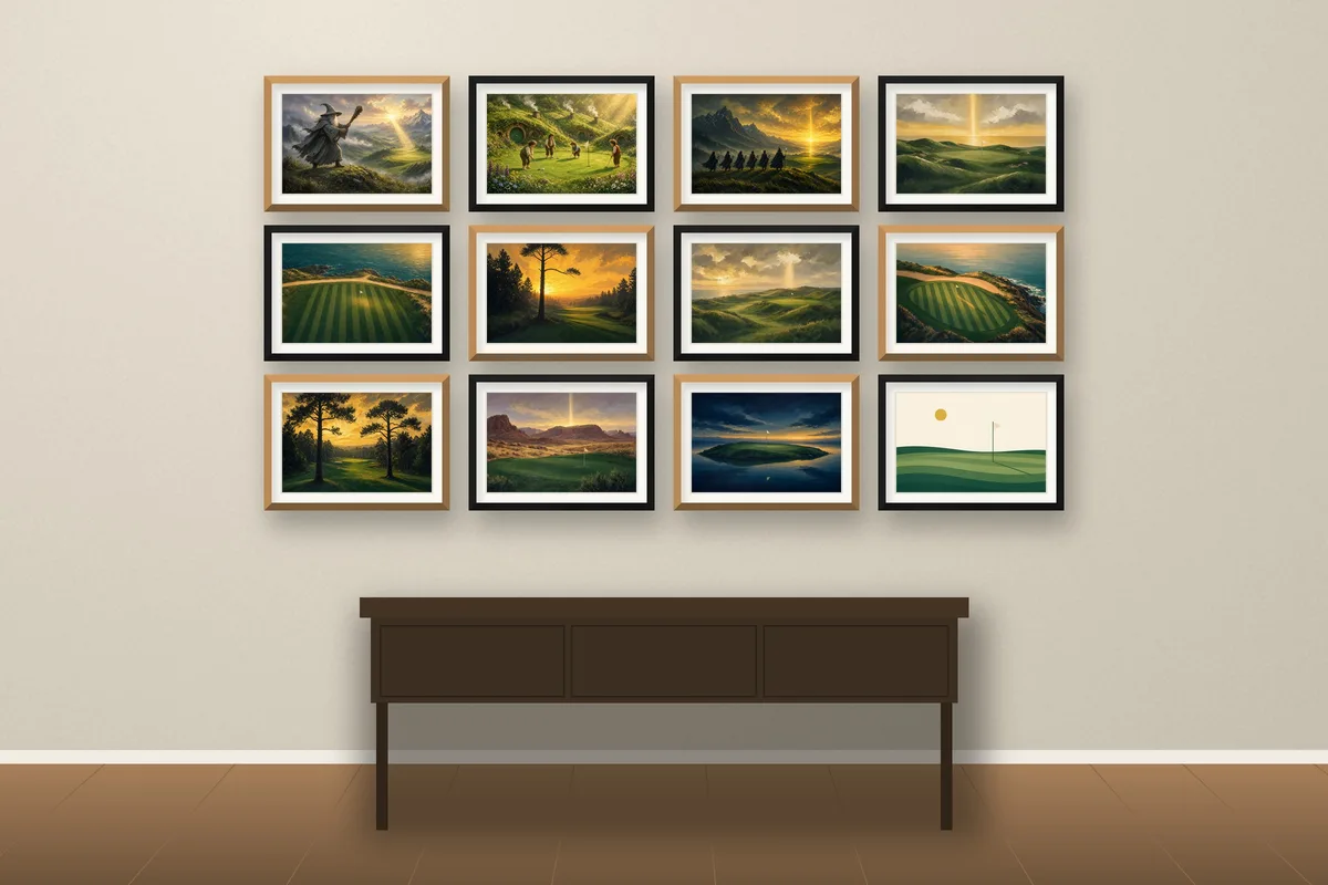 The Last Light Collection: One Bundle to Rule Them All framed on a wall, printable golf wall art