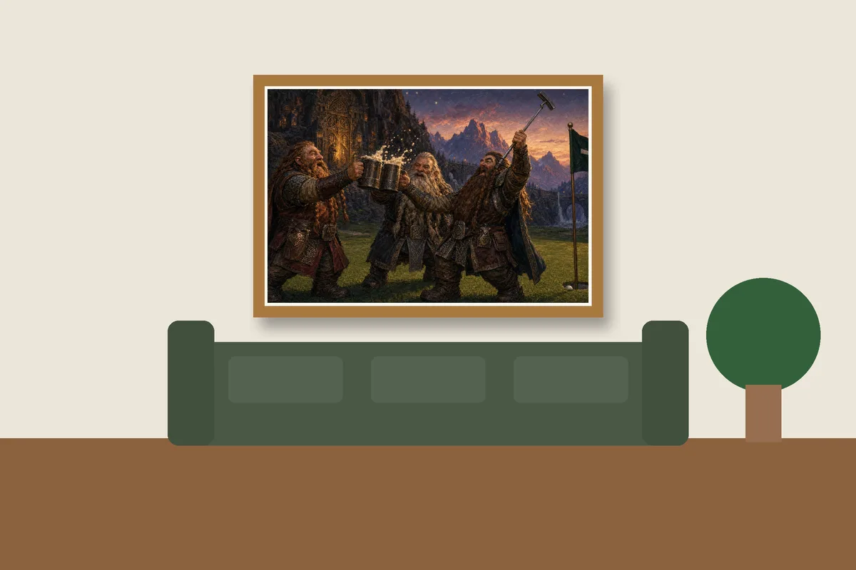 Raise a Tankard, Raise the Putter framed on a wall, printable golf wall art